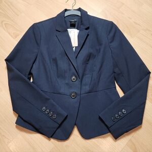 NWT Ann Taylor Navy Blue Blazer Jacket Pockets Lined Women's Size 2P 2 Petite